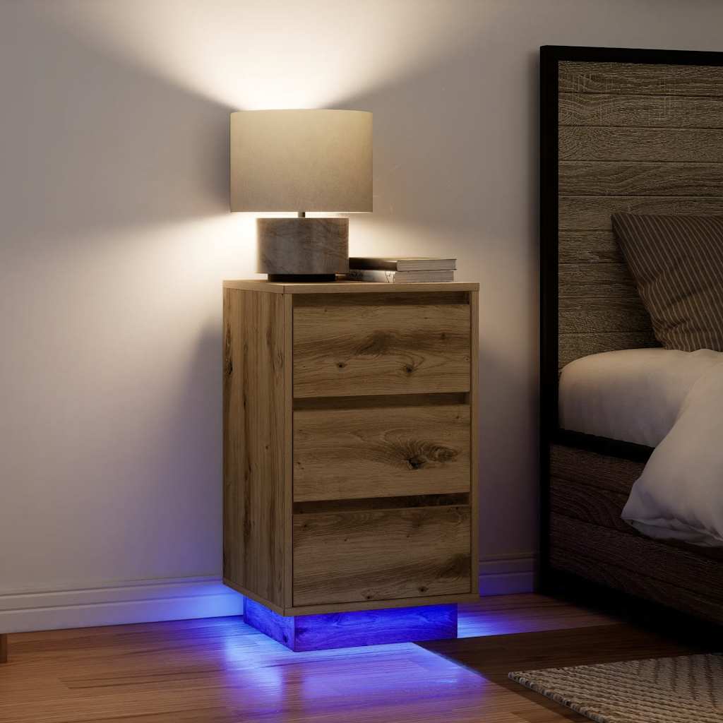 Bedside Cabinet With Led Lights 38X34X