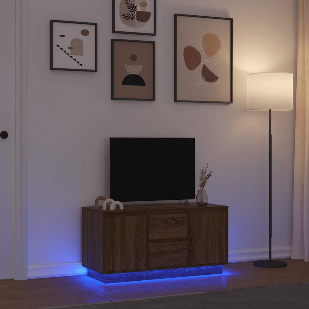 Tv Cabinet With Led Lights 193.5X41X50 Cm
