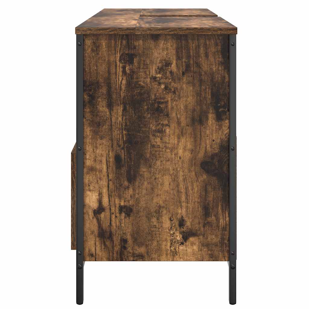 Bathroom Basin Cabinet With Drawers Smoked Oak 90X34.5X60 Cm