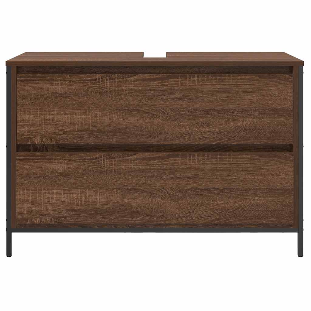 Bathroom Basin Cabinet With Drawers Brown Oak 90X34.5X60 Cm