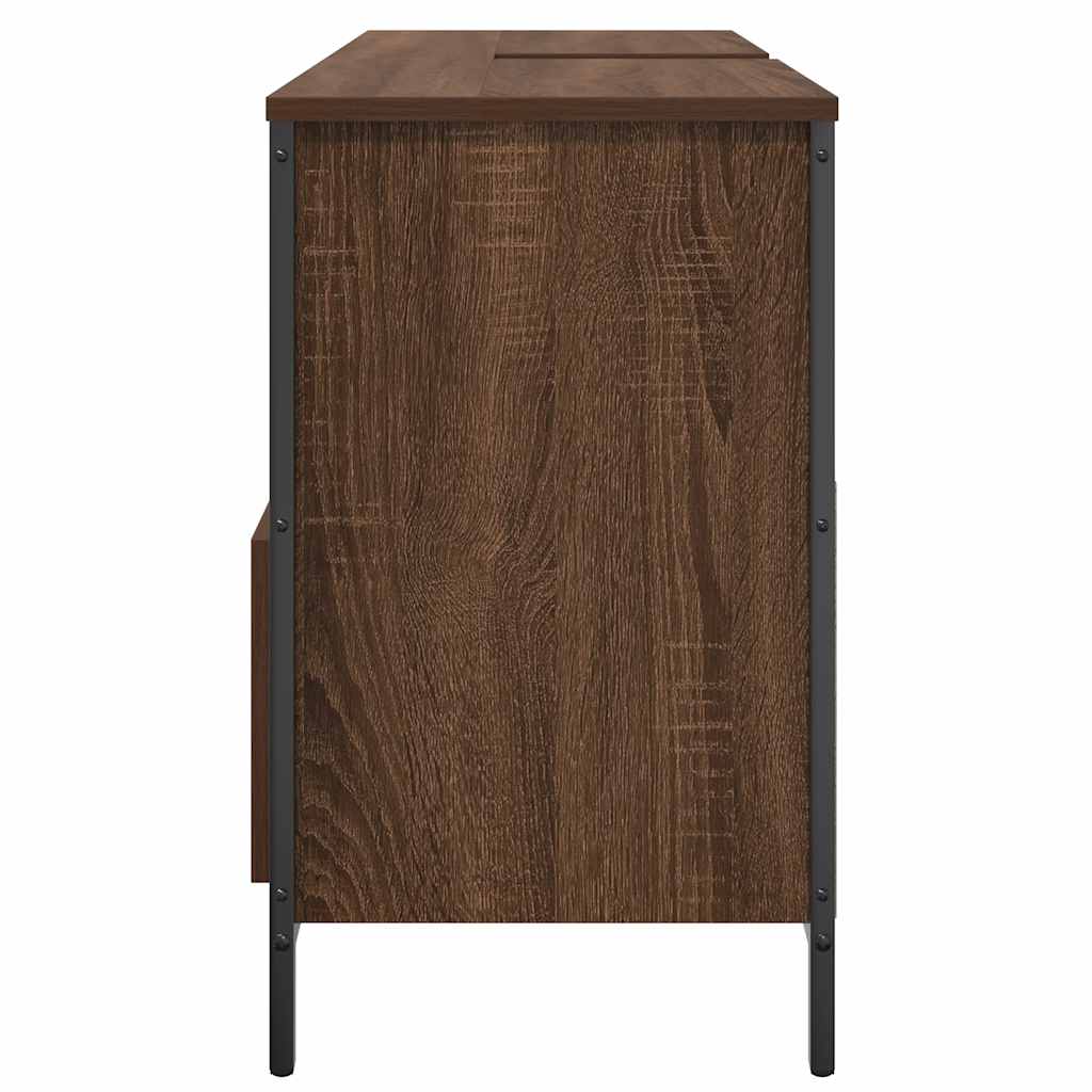 Bathroom Basin Cabinet With Drawers Brown Oak 90X34.5X60 Cm
