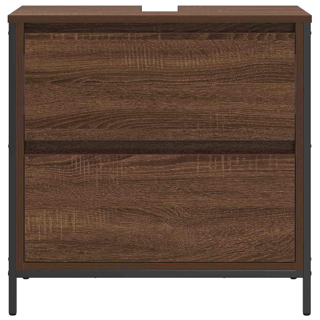 Bathroom Basin Cabinet With Drawers Brown Oak 60X34.5X60 Cm