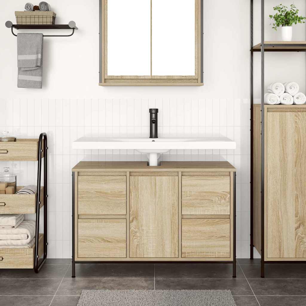 Basin Cabinet With Drawers Sonoma Oak 90X34.5X60 Cm
