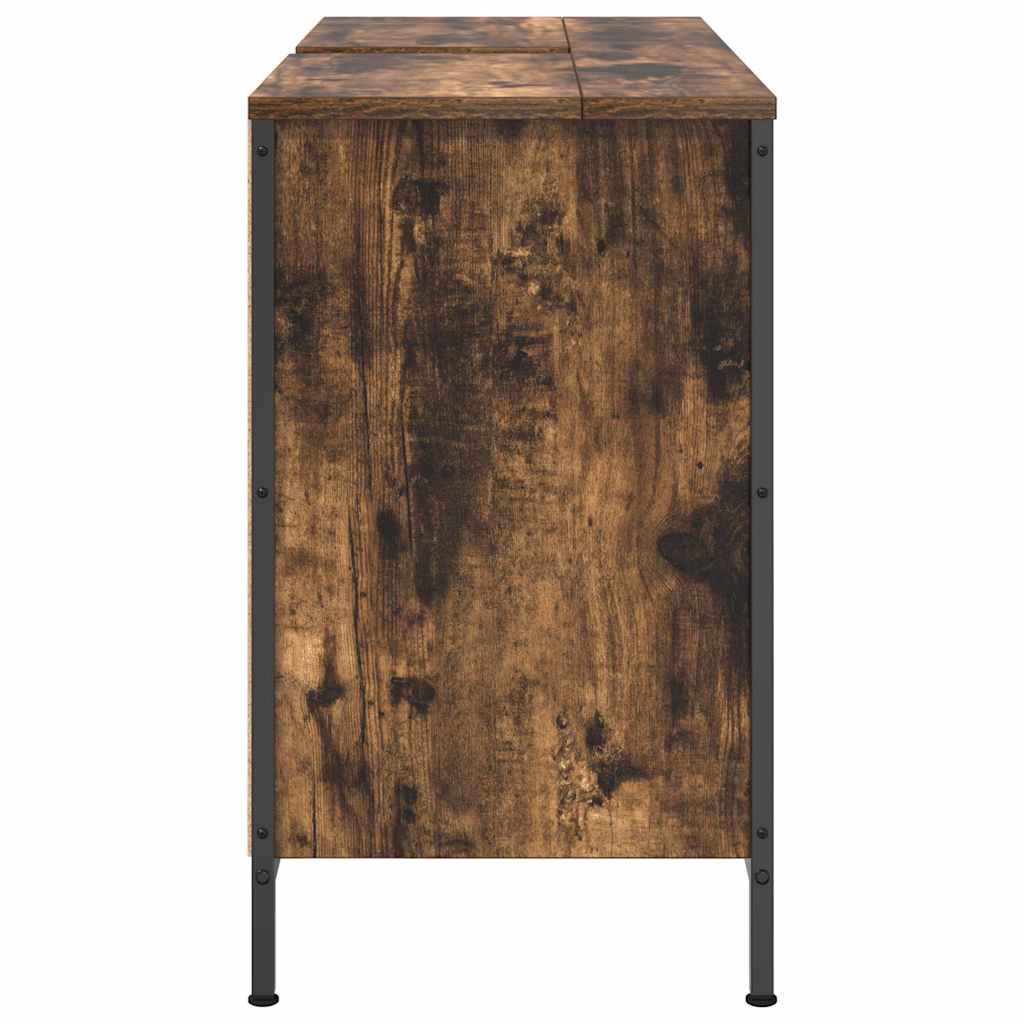 Basin Cabinet With Drawers Smoked Oak 90X34.5X60 Cm