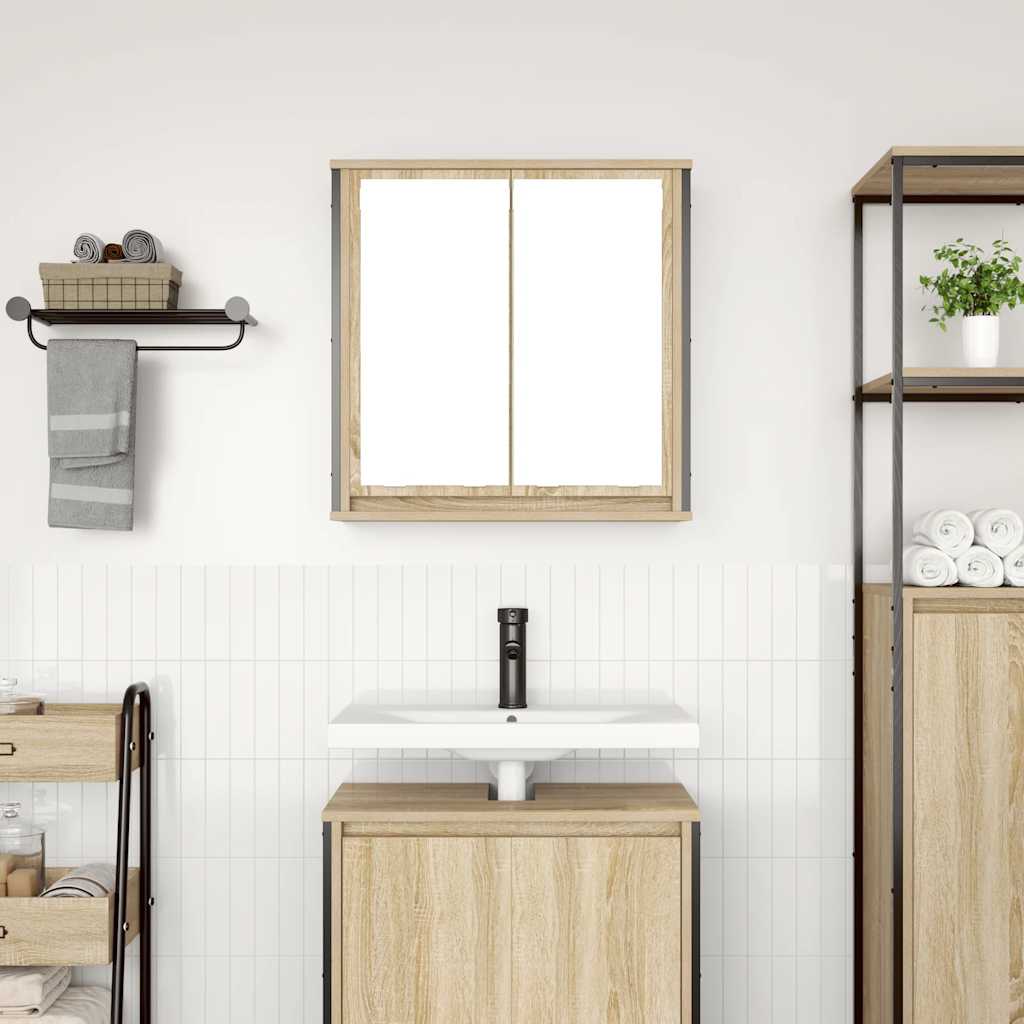 Bathroom Wall Cabinet With Mirror Sonoma Oak 60X21X60 Cm