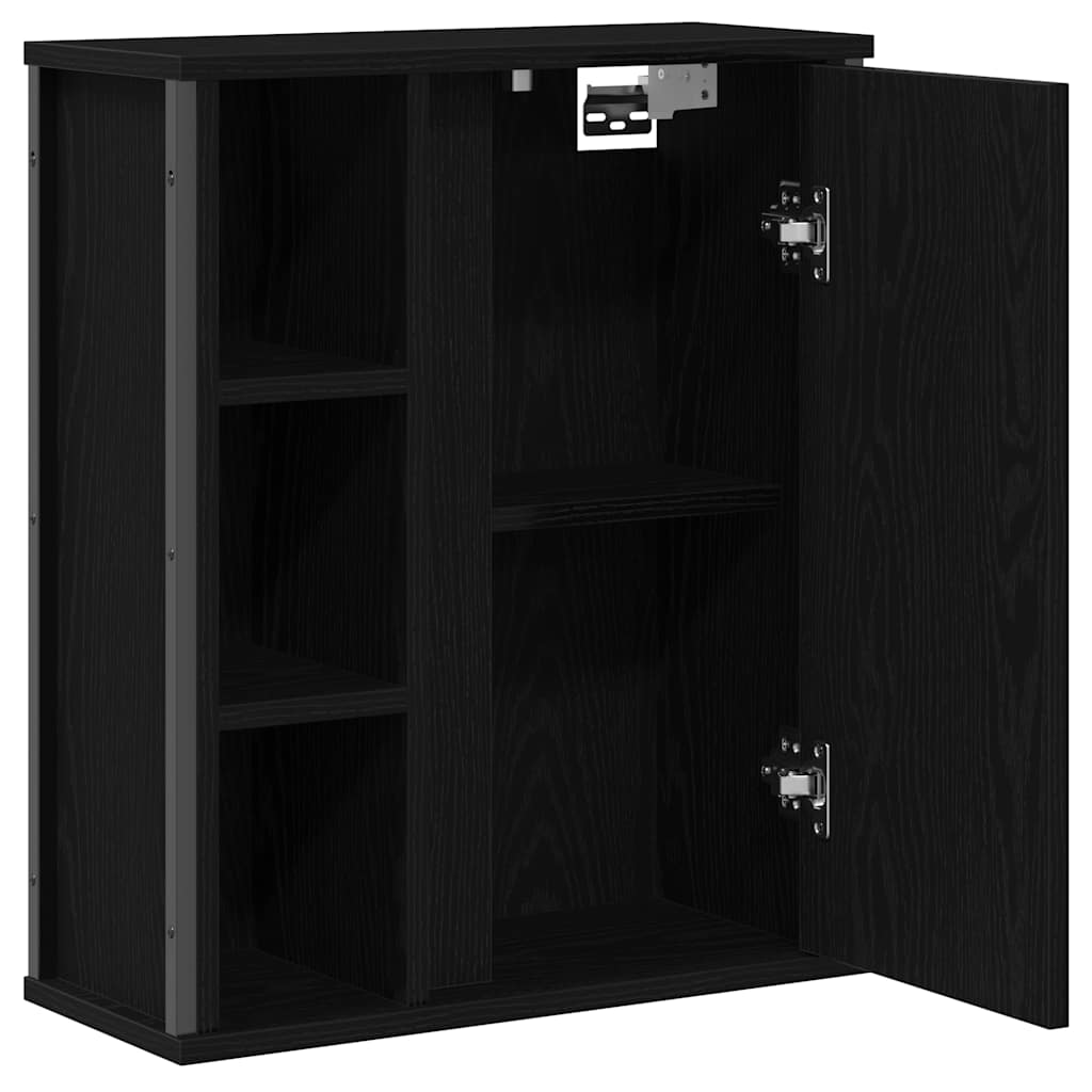Bathroom Wall Cabinet With Mirror Black Oak 50X21X60 Cm