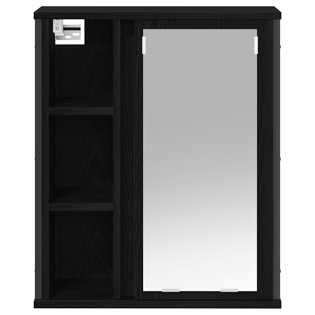 Bathroom Wall Cabinet With Mirror Black Oak 50X21X60 Cm