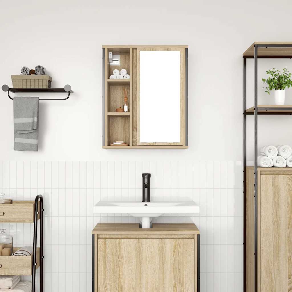 Bathroom Wall Cabinet With Mirror Sonoma Oak 50X21X60 Cm