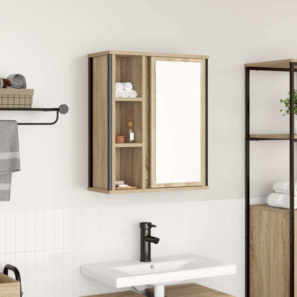 Bathroom Wall Cabinet With Mirror Sonoma Oak 50X21X60 Cm