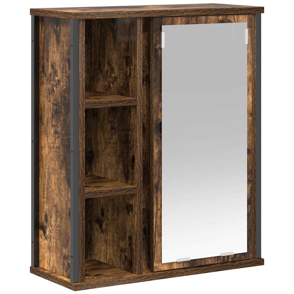 Bathroom Wall Cabinet With Mirror Smoked Oak 50X21X60 Cm