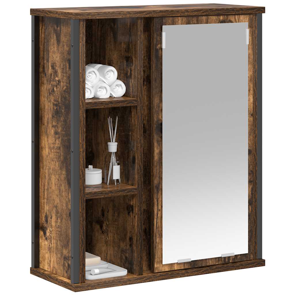 Bathroom Wall Cabinet With Mirror Smoked Oak 50X21X60 Cm