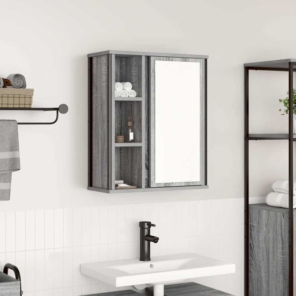 Bathroom Wall Cabinet With Mirror Grey Sonoma 50X21X60 Cm