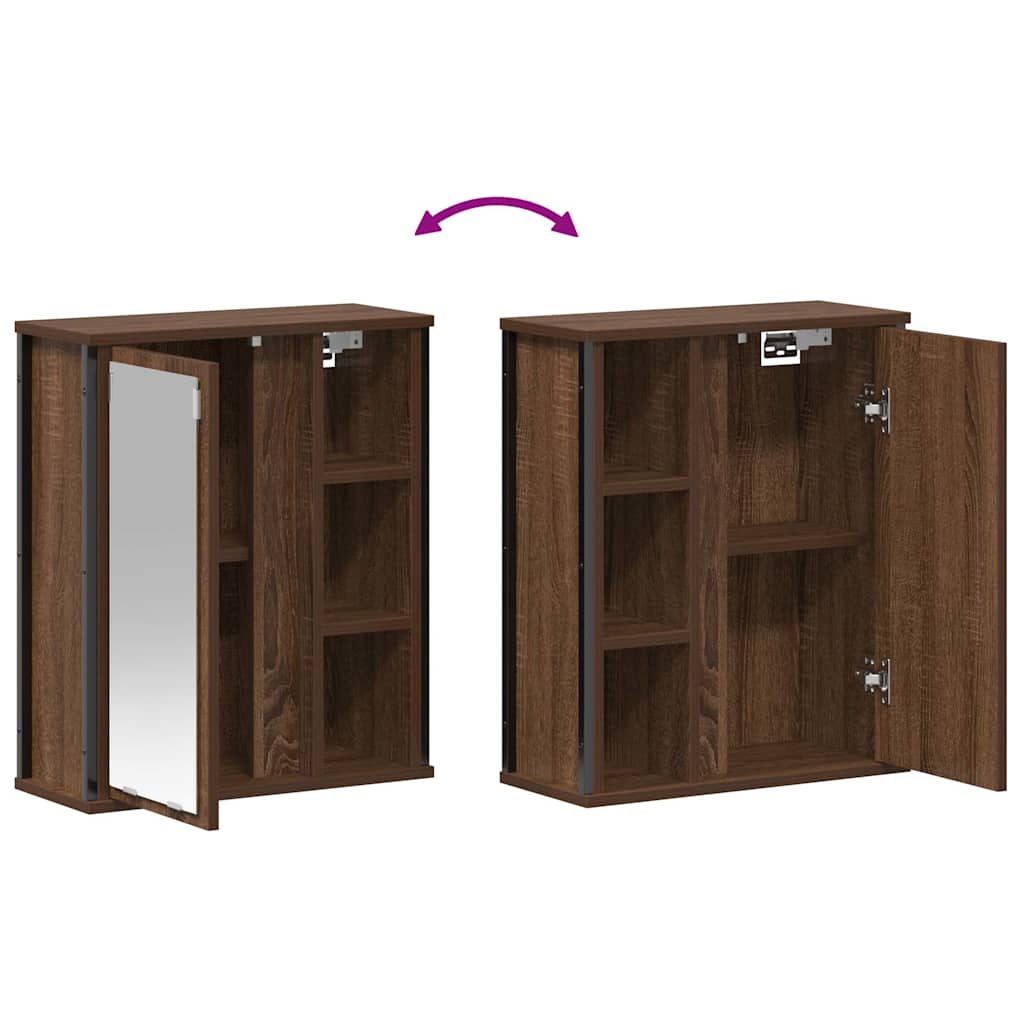 Bathroom Wall Cabinet With Mirror Brown Oak 50X21X60 Cm