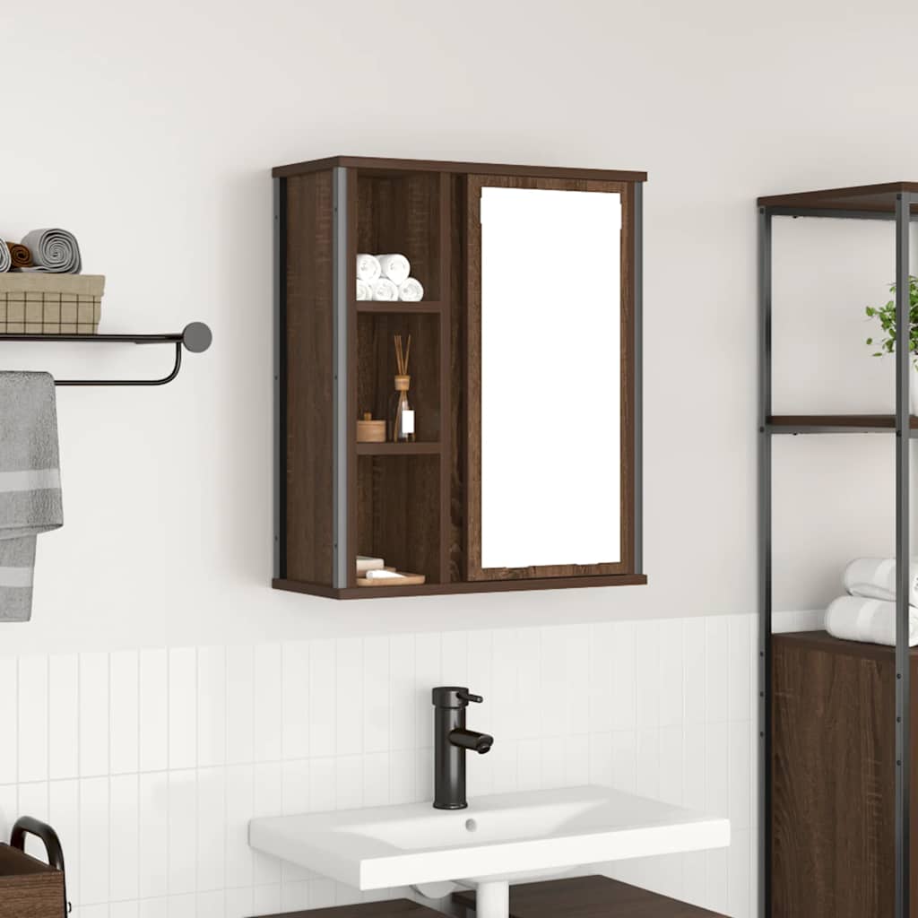 Bathroom Wall Cabinet With Mirror Brown Oak 50X21X60 Cm
