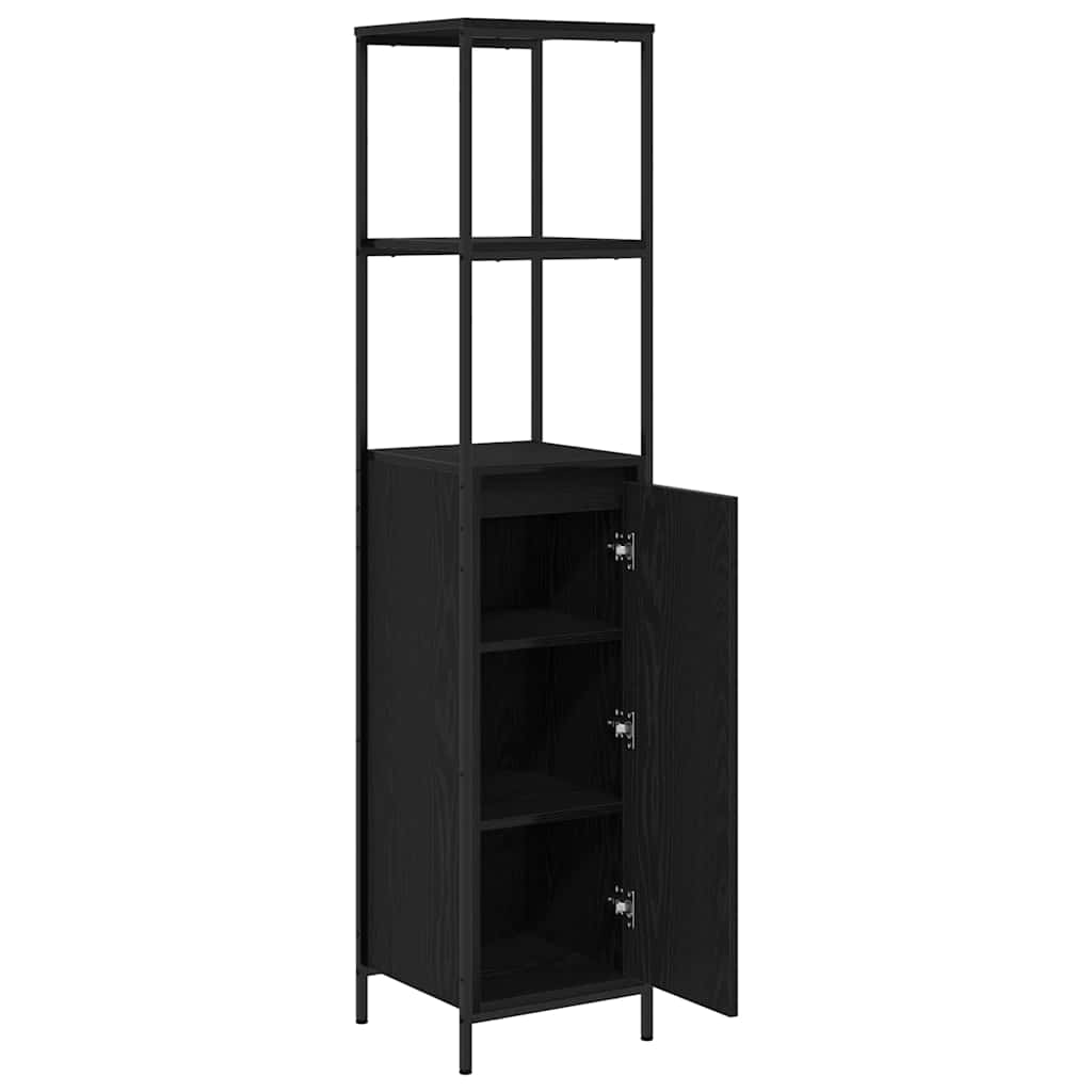 Bathroom Cabinet With Shelves Black Oak 36X35X165 Cm