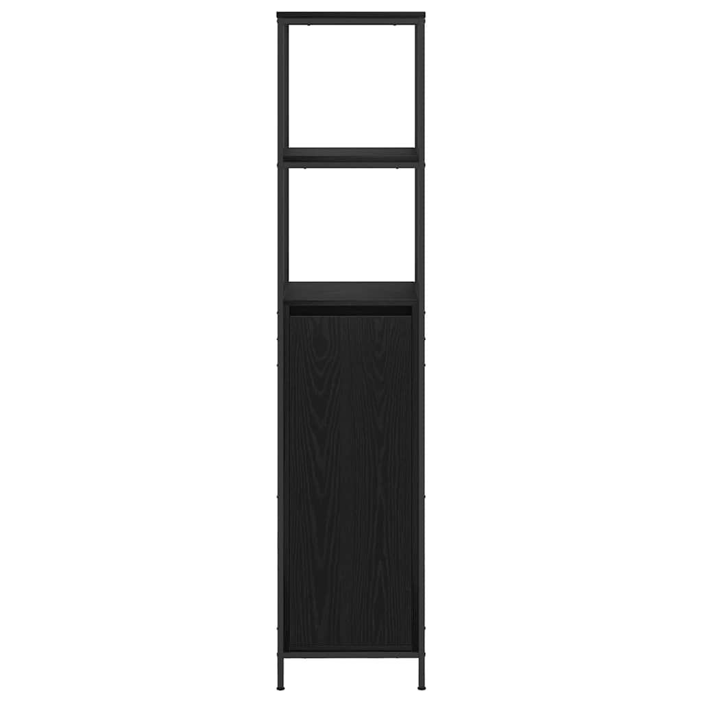 Bathroom Cabinet With Shelves Black Oak 36X35X165 Cm