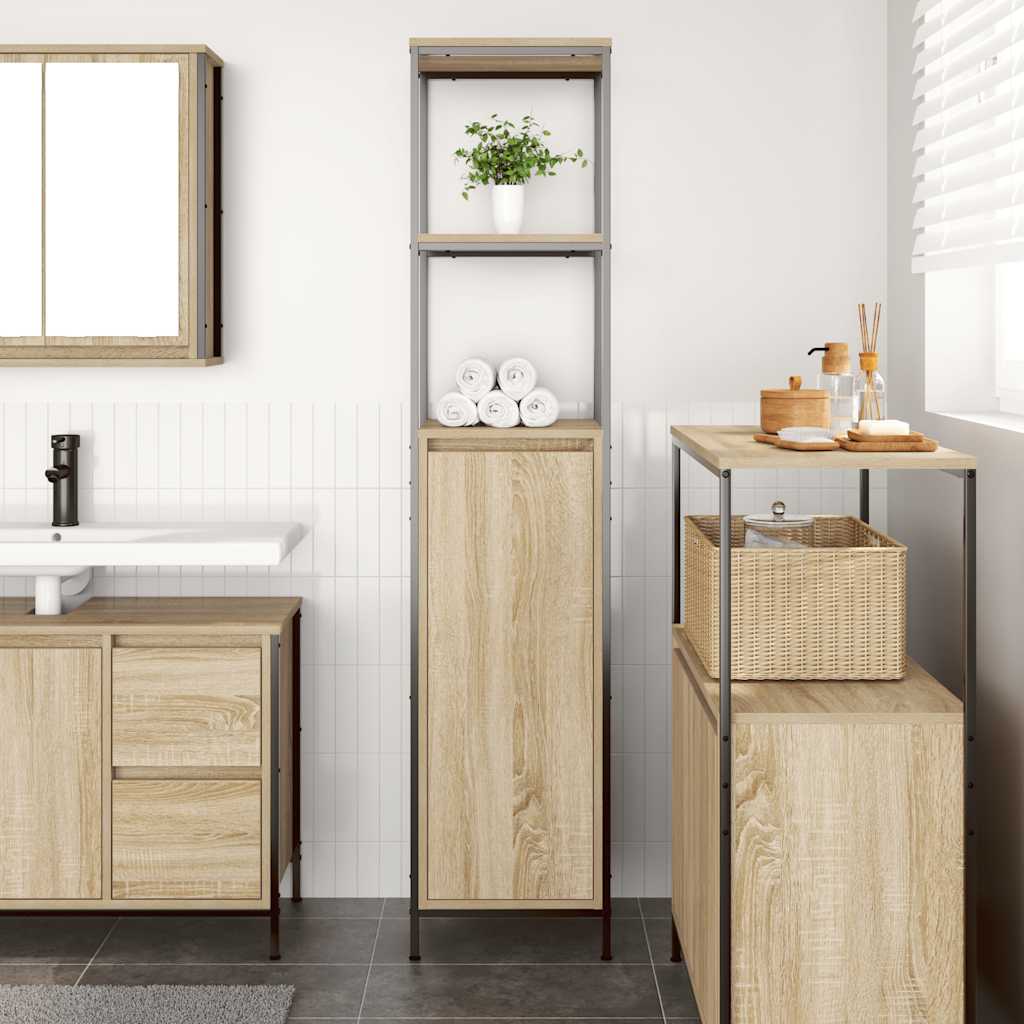 Bathroom Cabinet With Shelves Sonoma Oak 36X35X165 Cm