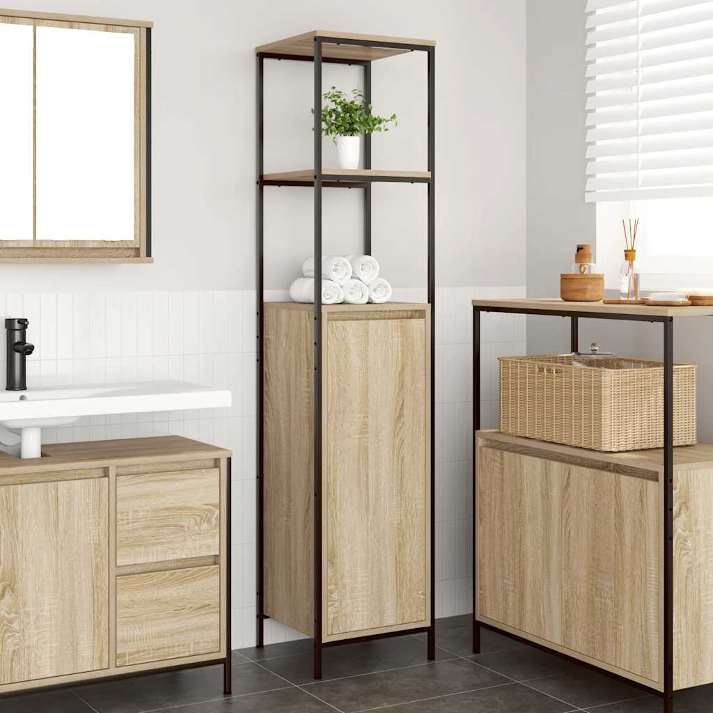 Bathroom Cabinet With Shelves Sonoma Oak 36X35X165 Cm