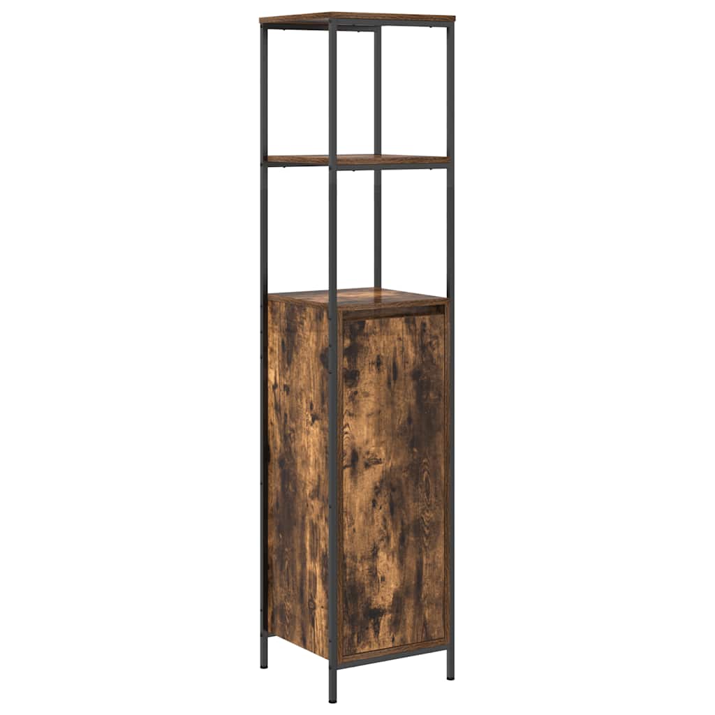Bathroom Cabinet With Shelves Smoked Oak 36X35X165 Cm