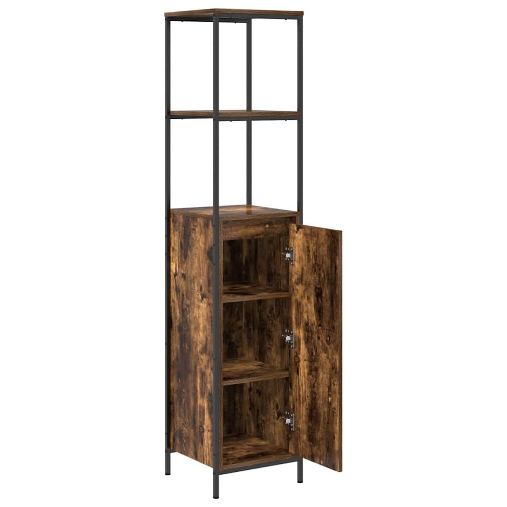 Bathroom Cabinet With Shelves Smoked Oak 36X35X165 Cm