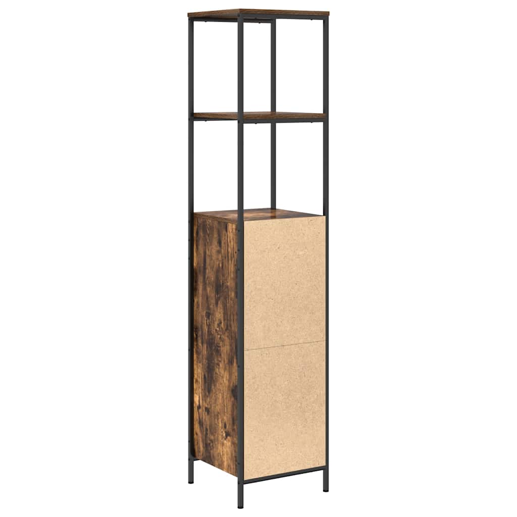 Bathroom Cabinet With Shelves Smoked Oak 36X35X165 Cm