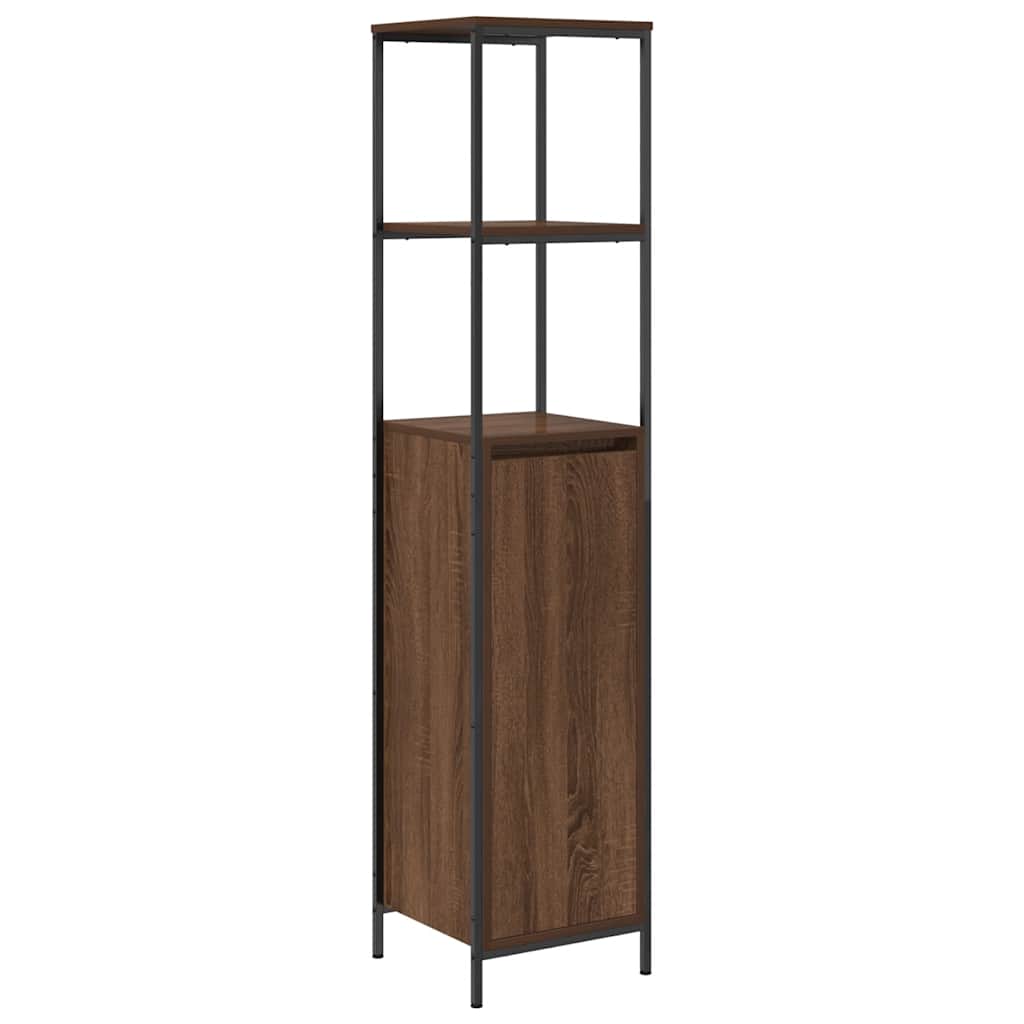 Bathroom Cabinet With Shelves Brown Oak 36X35X165 Cm