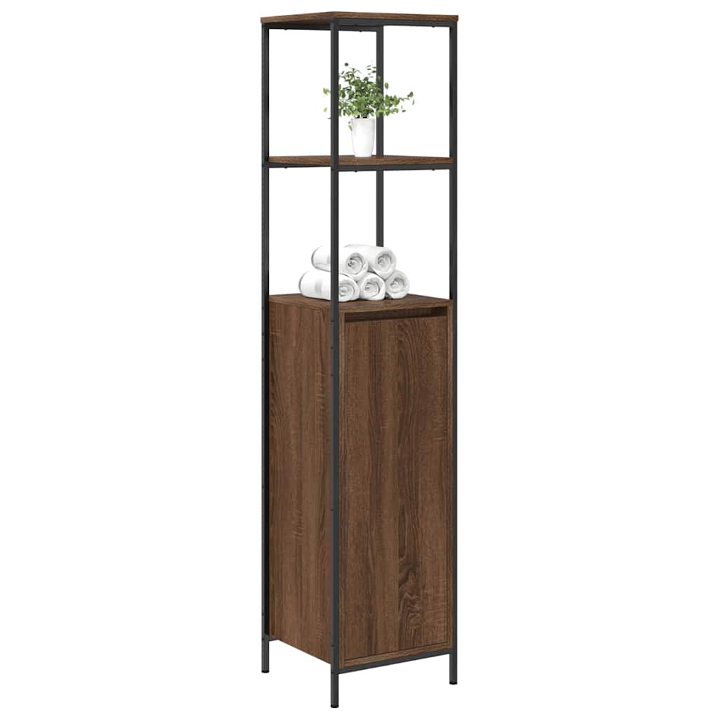 Bathroom Cabinet With Shelves Brown Oak 36X35X165 Cm