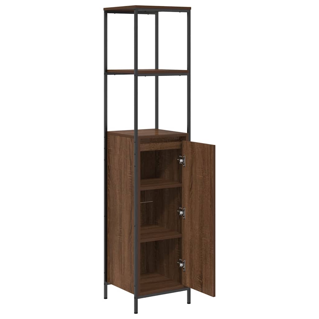 Bathroom Cabinet With Shelves Brown Oak 36X35X165 Cm