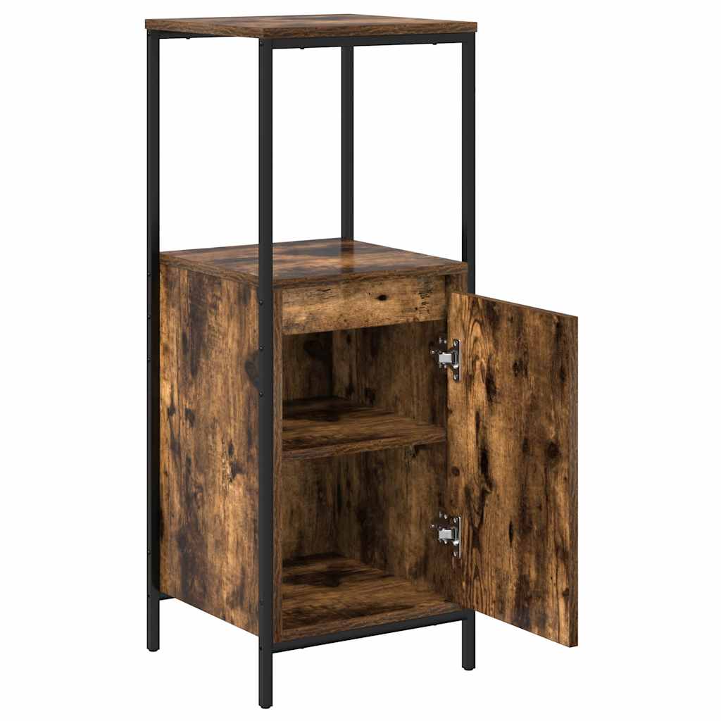 Bathroom Cabinet With Shelves Smoked Oak 36X35X95 Cm