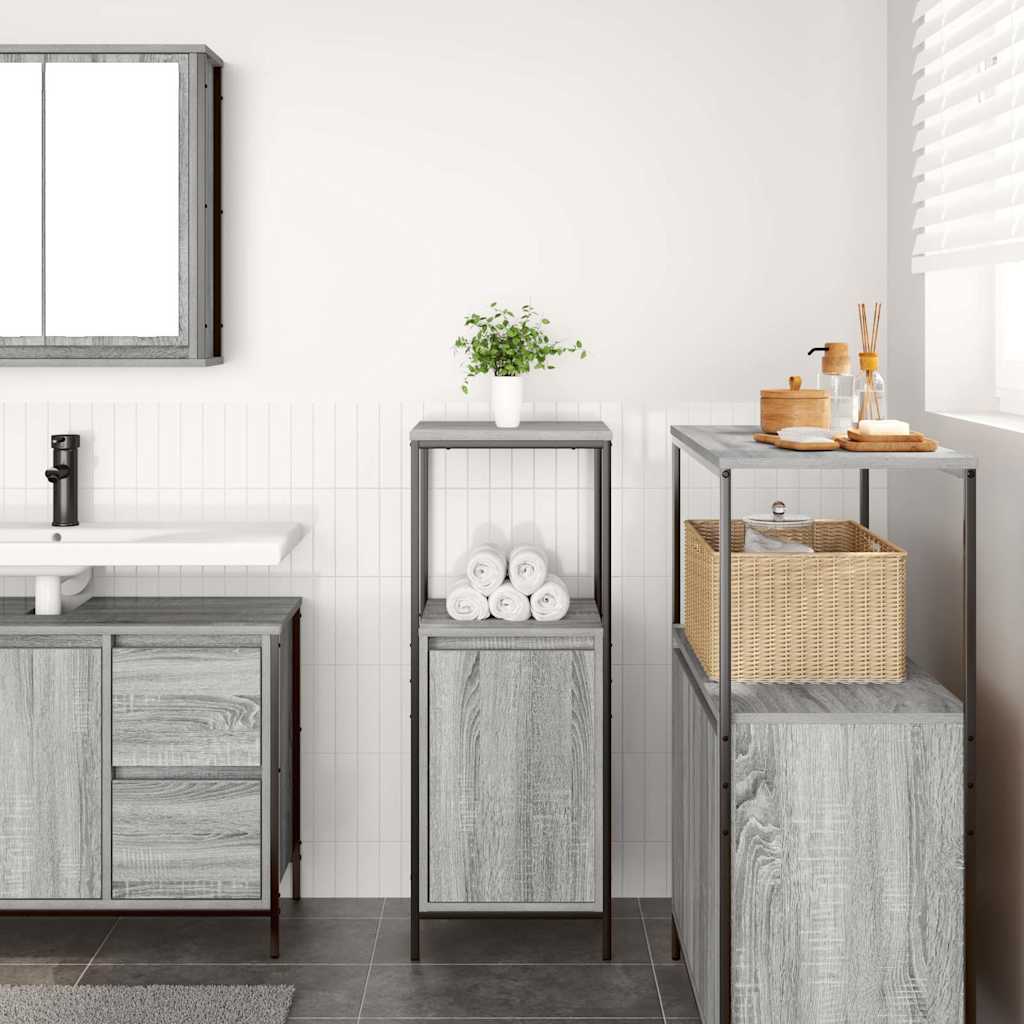 Bathroom Cabinet With Shelves Grey Sonoma 36X35X95 Cm