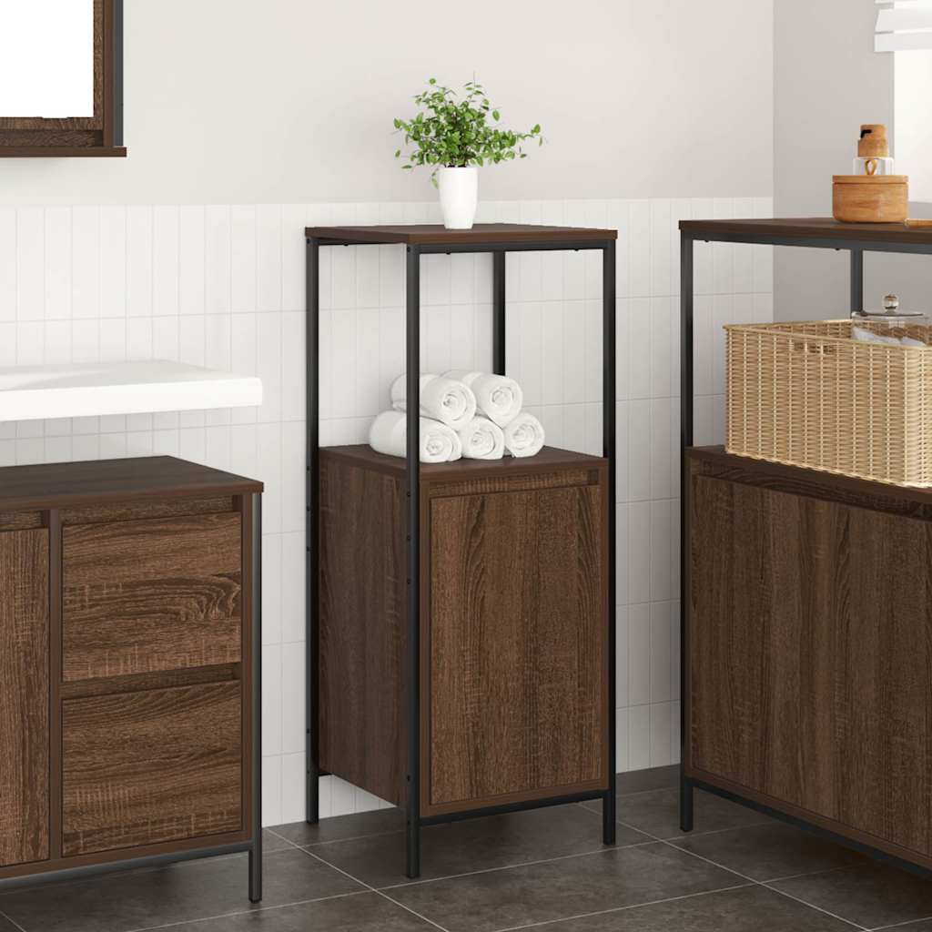 Bathroom Cabinet With Shelves Brown Oak 36X35X95 Cm