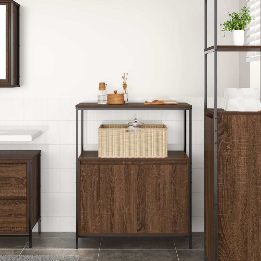 Bathroom Cabinet With Shelves Brown Oak 76.5X35X95 Cm