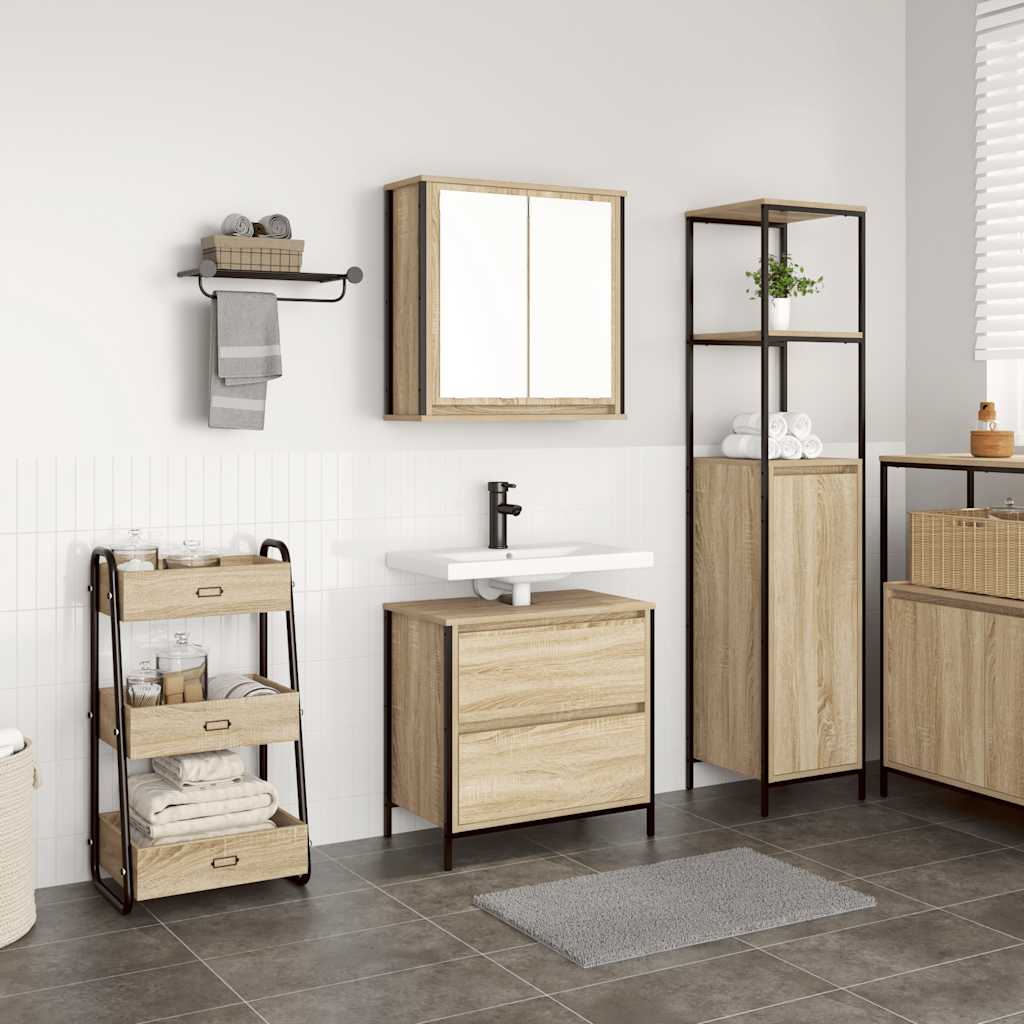 2 Piece Bathroom Furniture Set Engineered Wood
