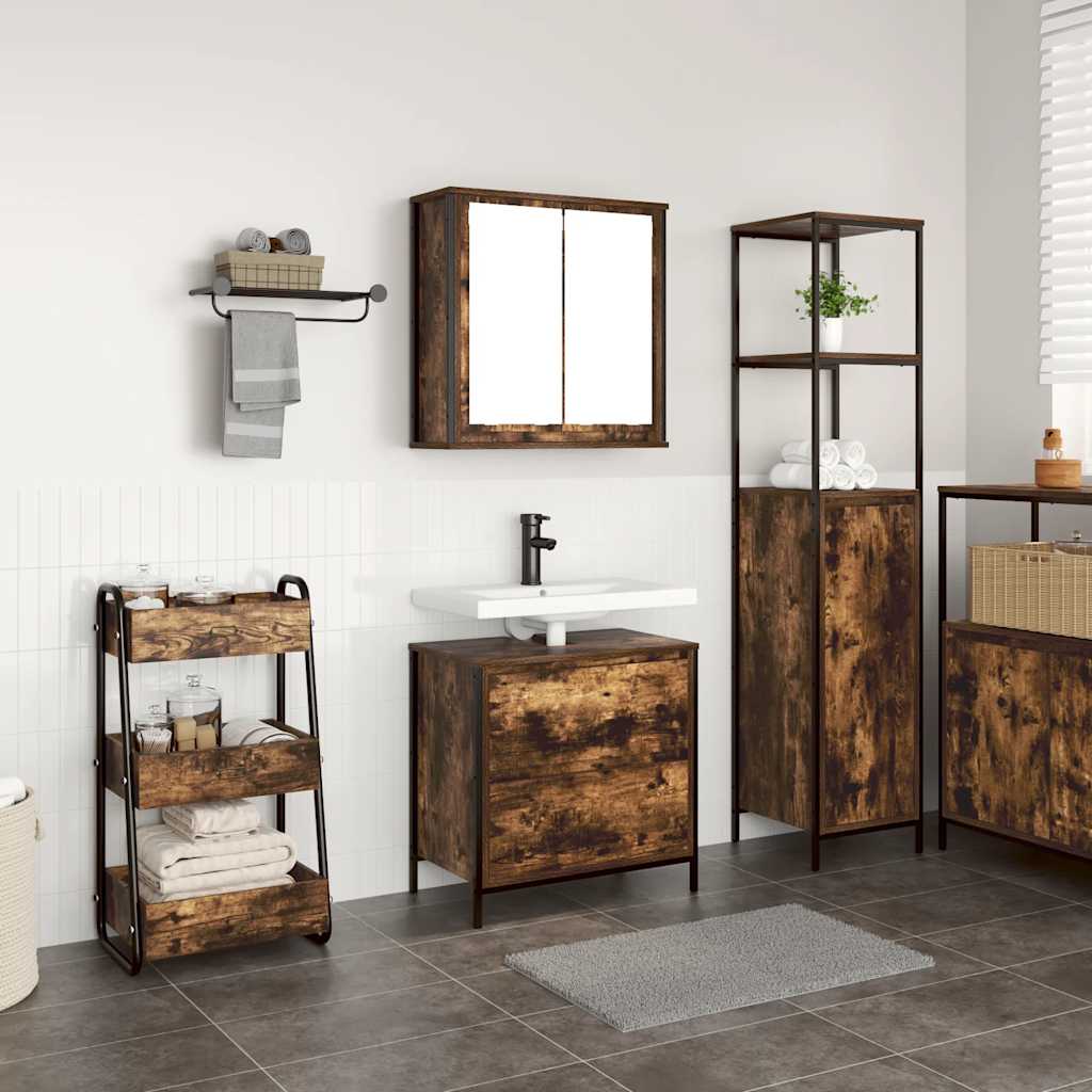 2 Piece Bathroom Furniture Set Engineered Wood