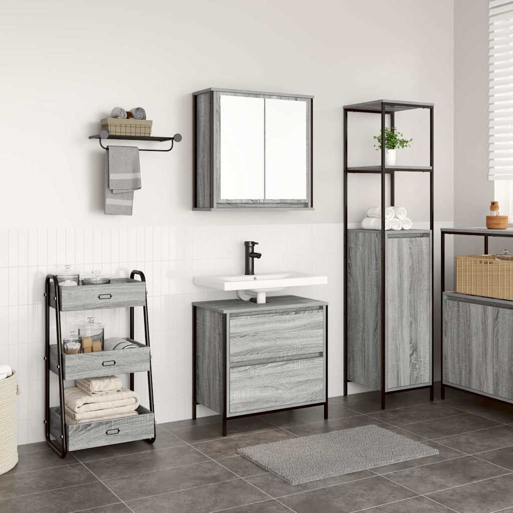 2 Piece Bathroom Furniture Set Engineered Wood