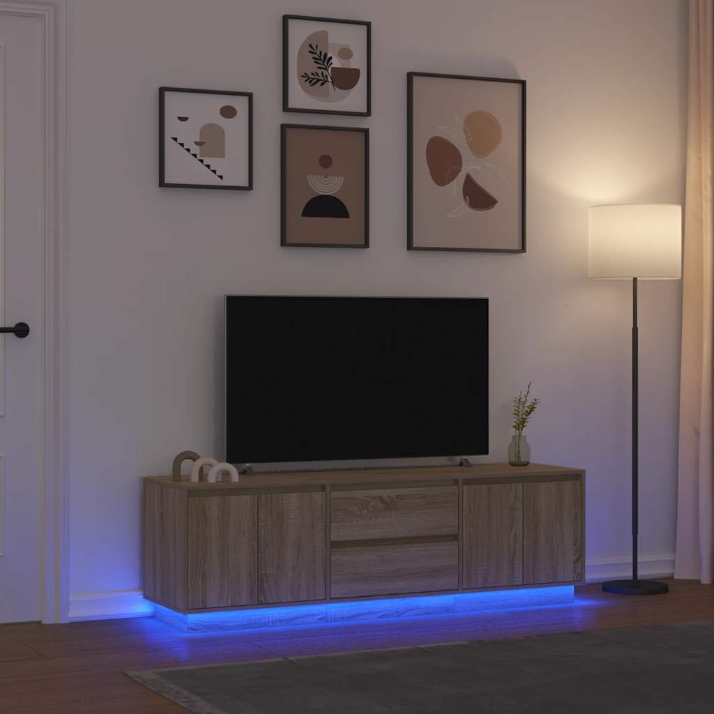 Tv Cabinet With Led Lights 193.5X41X50 Cm