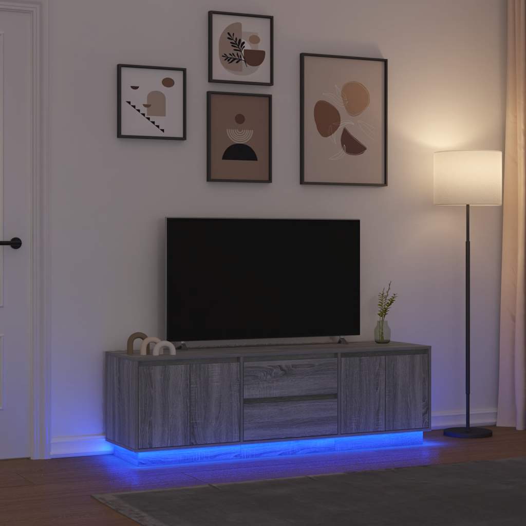 Tv Cabinet With Led Lights 193.5X41X50 Cm