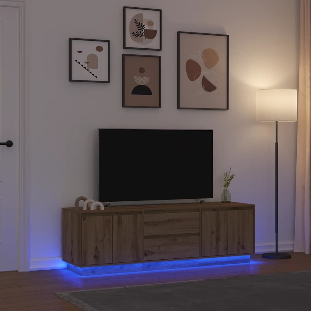 Tv Cabinet With Led Lights 193.5X41X50 Cm