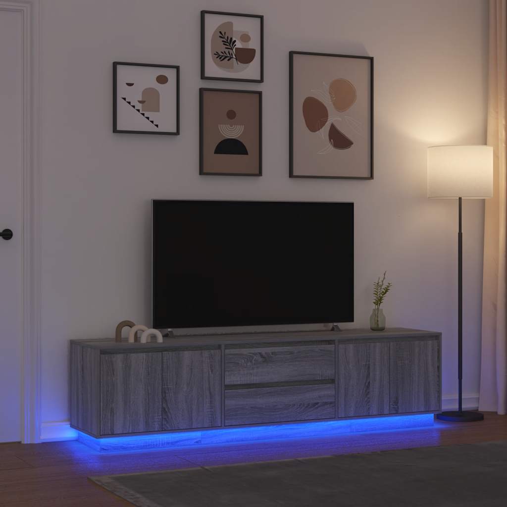 Tv Cabinet With Led Lights 193.5X41X50 Cm
