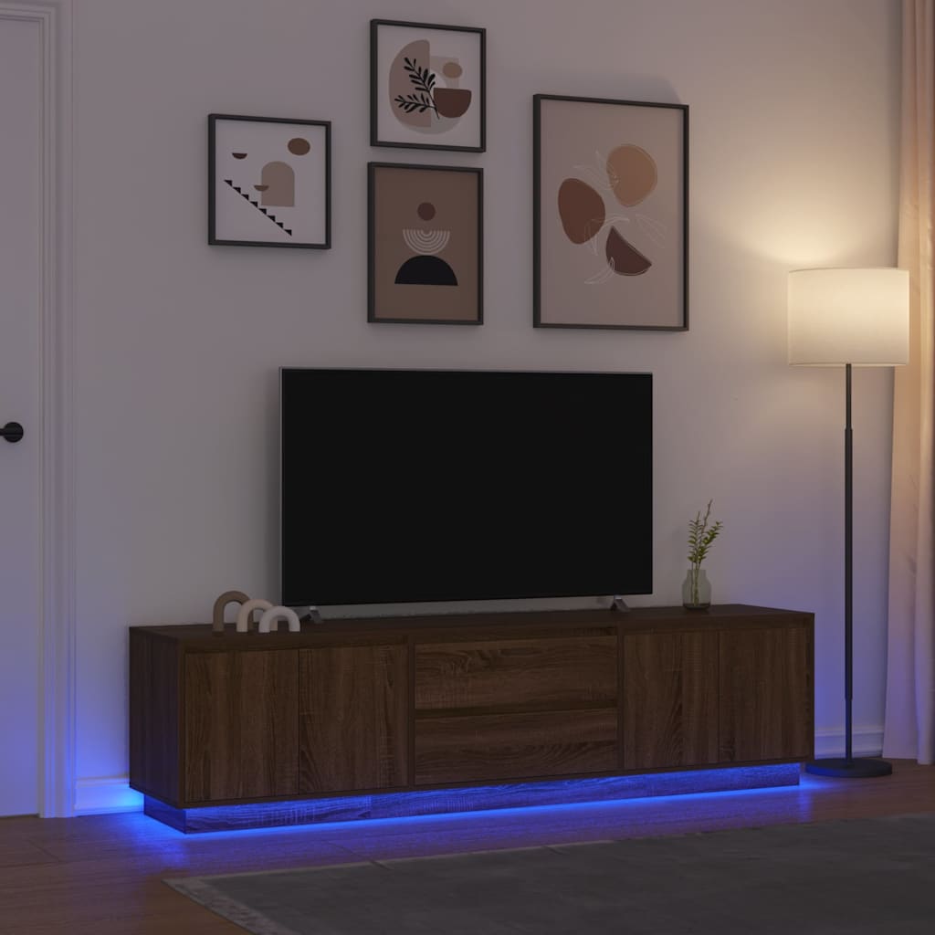 Tv Cabinet With Led Lights 193.5X41X50 Cm