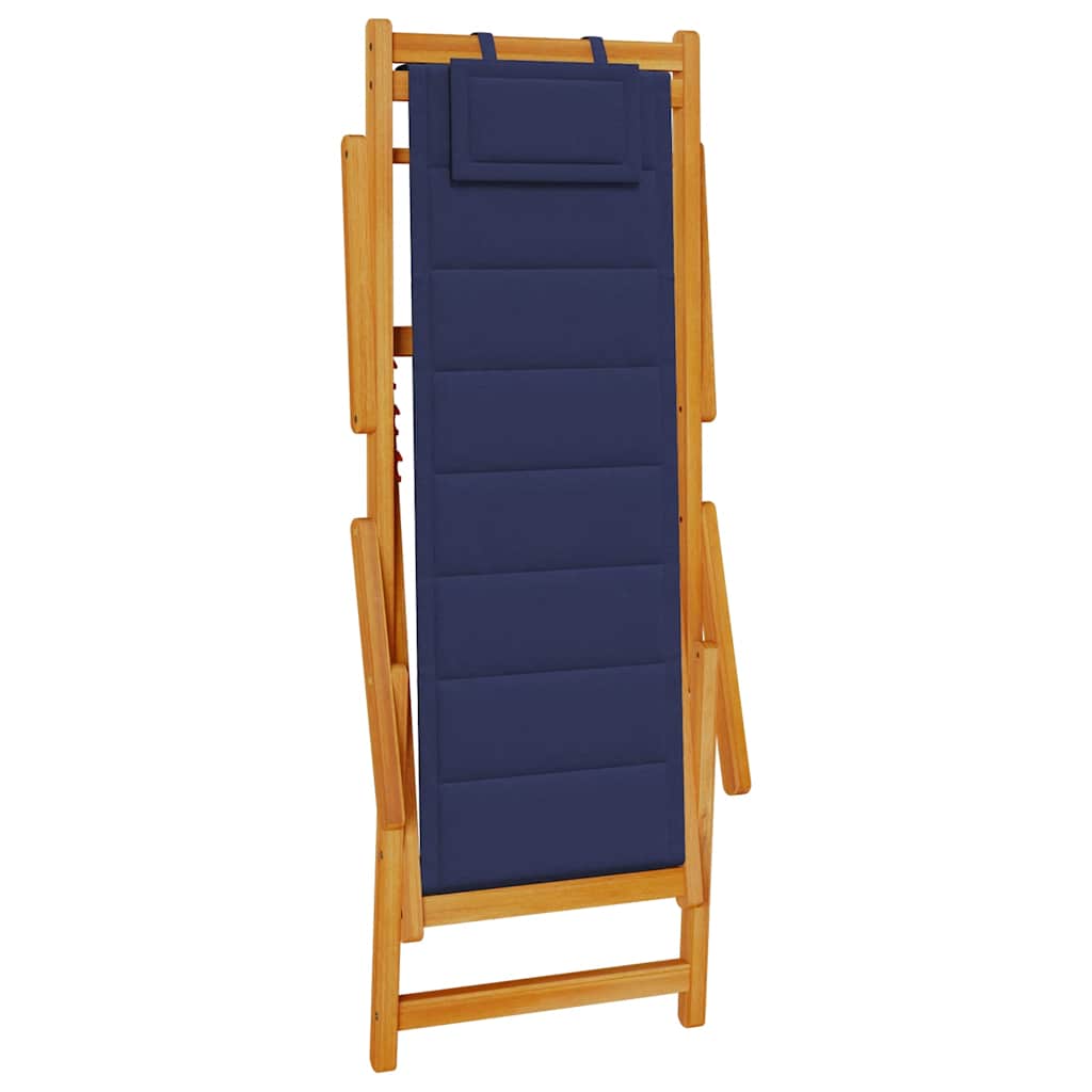 Folding Beach Chair With Armrests Acacia Wood & Textilene
