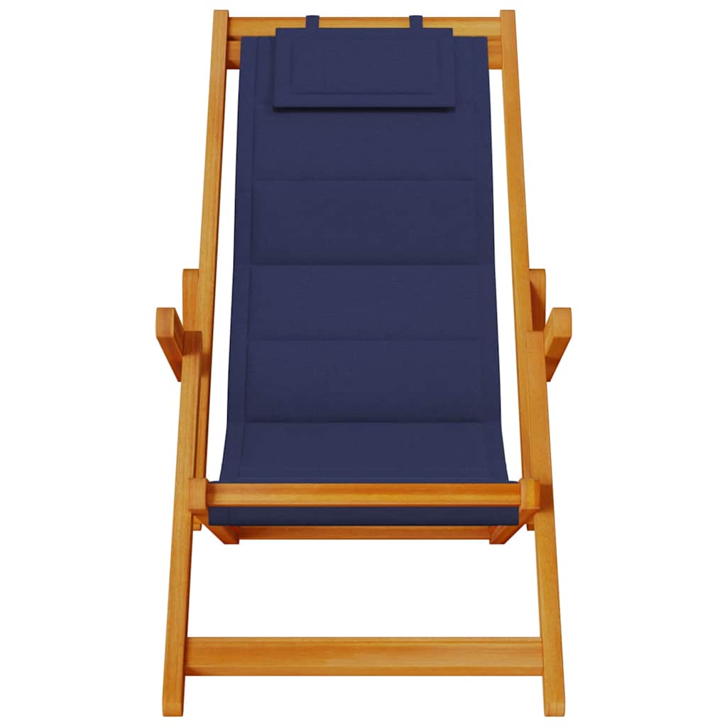 Folding Beach Chair With Armrests Acacia Wood & Textilene