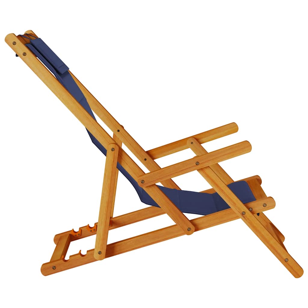 Folding Beach Chair With Armrests Acacia Wood & Textilene
