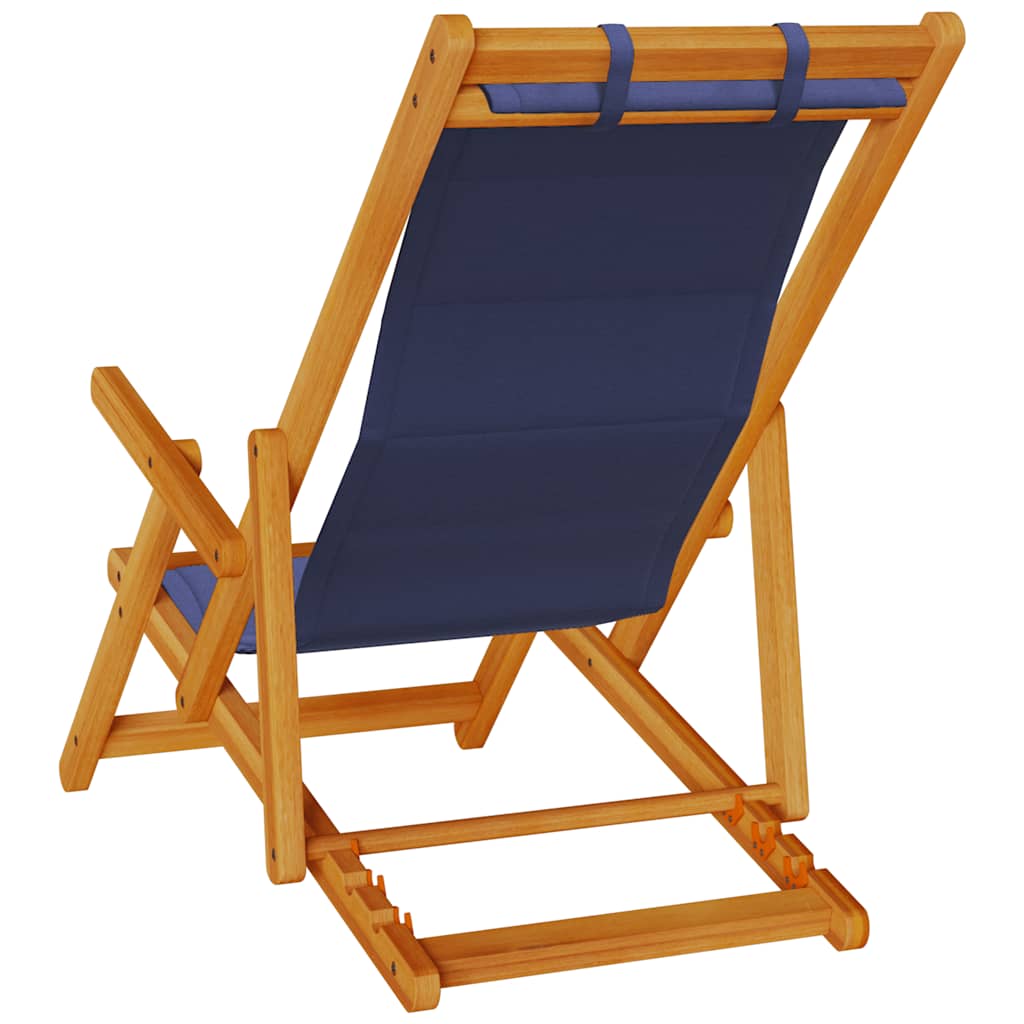 Folding Beach Chair With Armrests Acacia Wood & Textilene