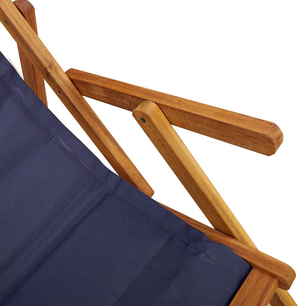 Folding Beach Chair With Armrests Acacia Wood & Textilene