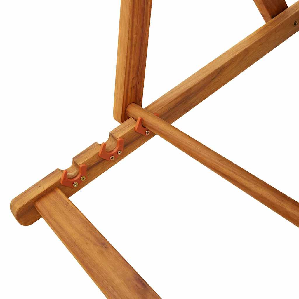 Folding Beach Chair With Armrests Acacia Wood & Textilene