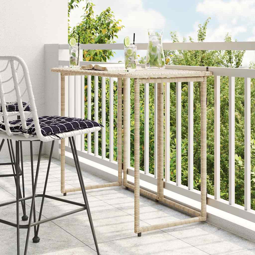 Folding Garden Table 90X51X75 Cm Poly Rattan