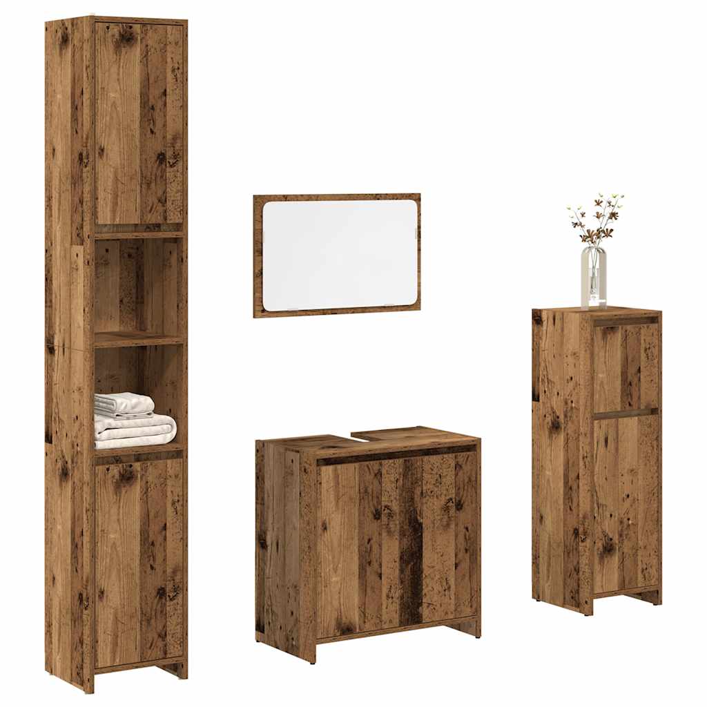 4 Piece Bathroom Furniture Set Engineered Wood