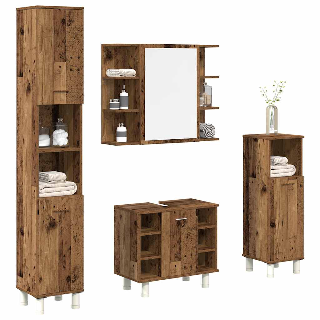 4 Piece Bathroom Furniture Set Engineered Wood
