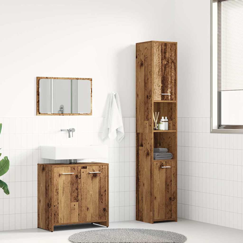 3 Piece Bathroom Furniture Set Engineered Wood